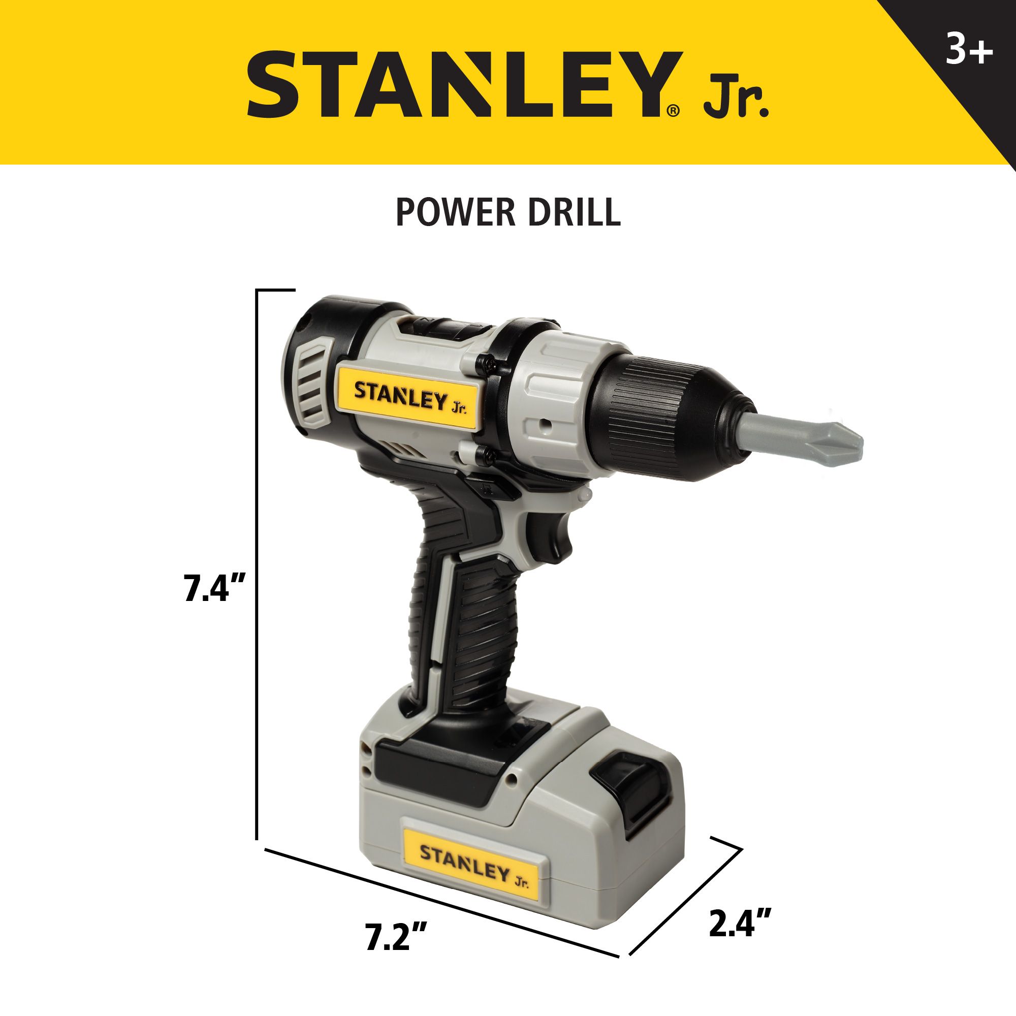 ​Battery Operated Deluxe Chain Saw 
*3 AA Batteries included. Real sound and Motion, Sawdust effect, Realistic rotating chain, Customizable Name Tag, Detachable Battery — Stanley Jr wholesale toy
