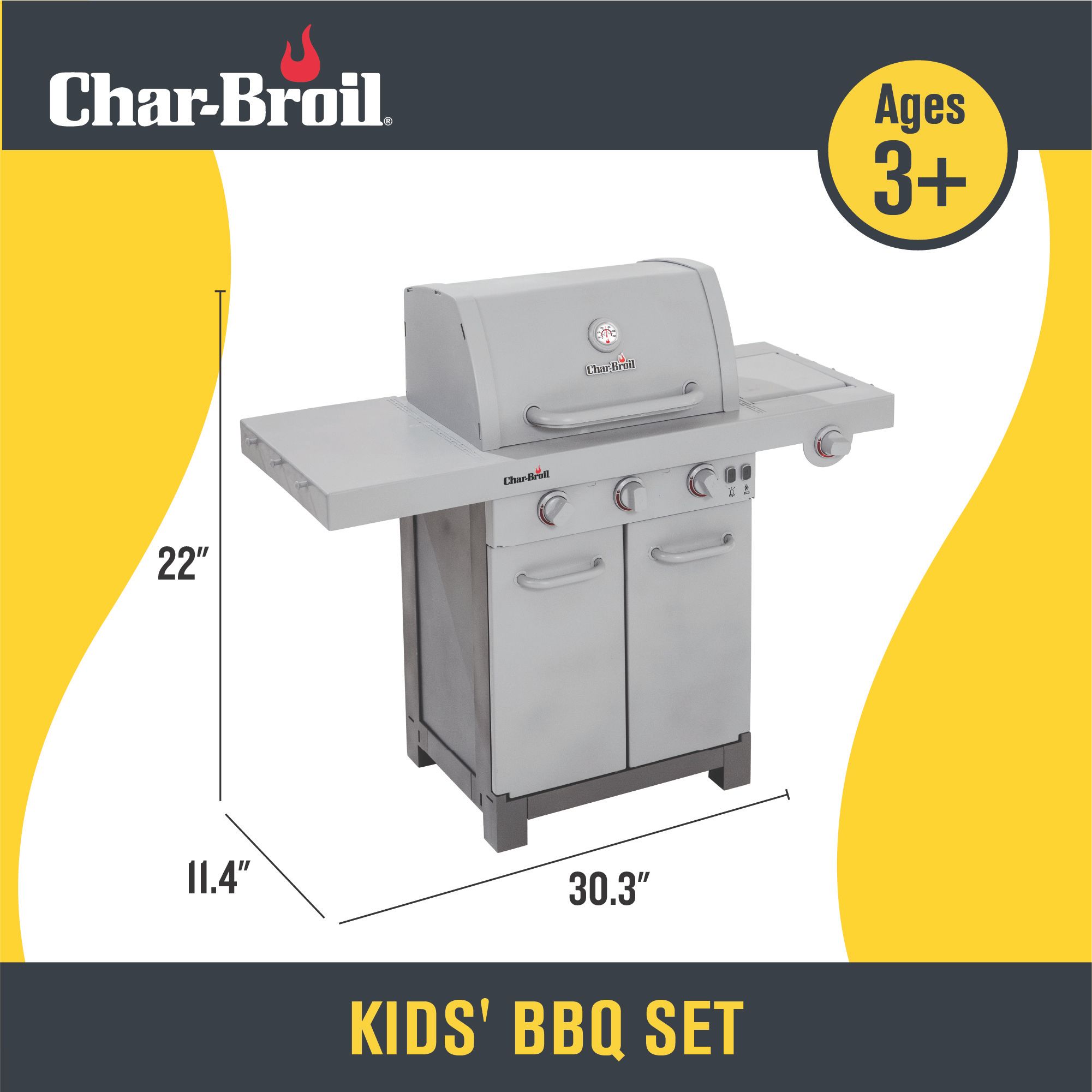 Barbecue Kids Set - including pretend play Skewer, Slat&pepper, Burger, Hot dog, Steak, Corn, Tongs, Sauce Mop, Spatula. With smoke effects, lights, and sounds !! — Charbroil wholesale toy