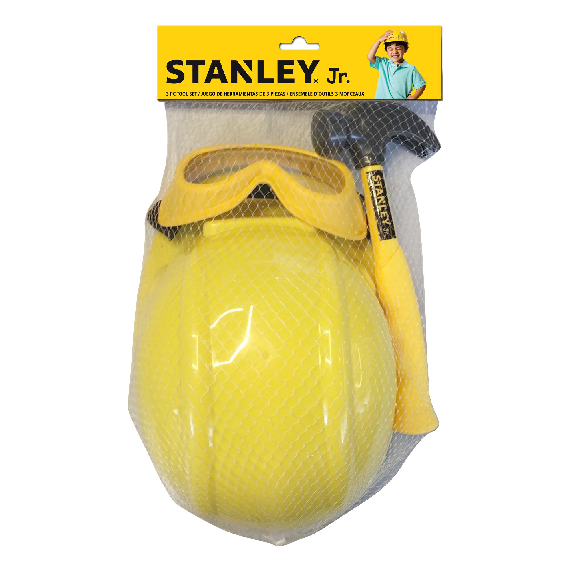 3 Piece Pretend Play Tool Set including : helmet, safety googles and hammer — Stanley Jr wholesale toy