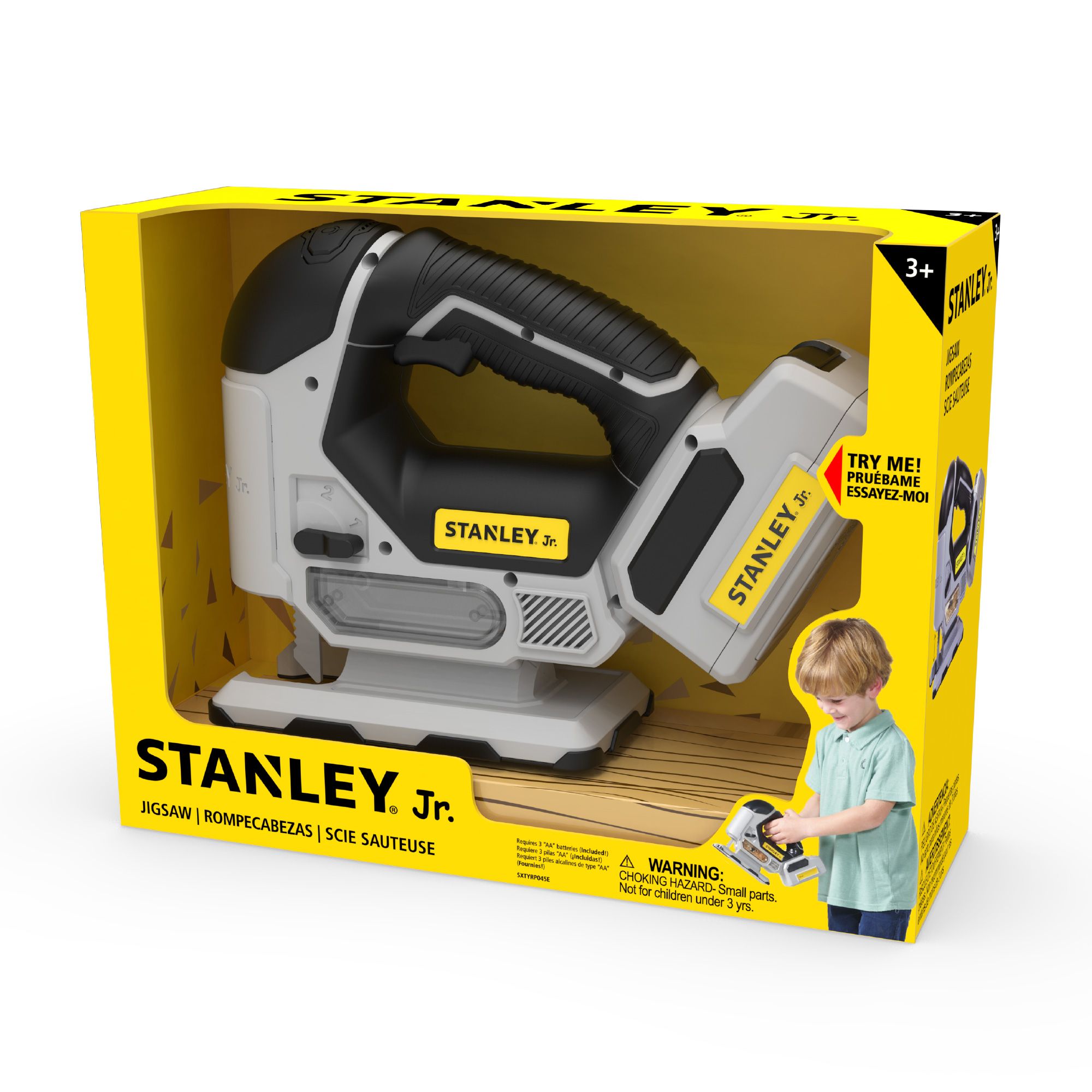 ​Battery Operated Jigsaw
*2 AA Batteries included.
Real sound and Motion
Sawdust effect, Detachable Battery
Customizable Name Tag — Stanley Jr wholesale toy
