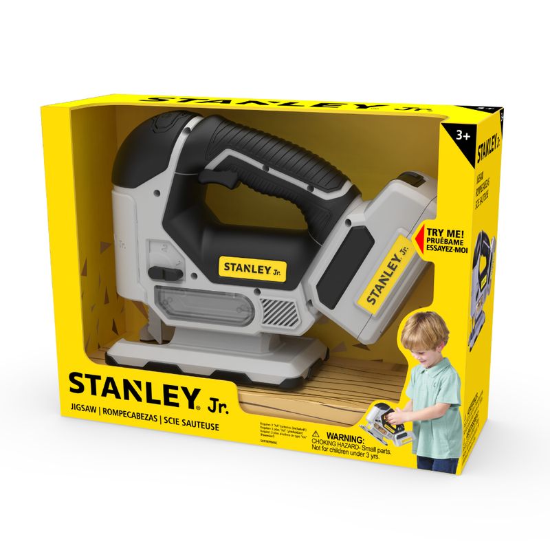 Battery Operated Jigsaw
*2 AA Batteries included.
Real sound and Motion
Sawdust effect, Detachable Battery
Customizable Name Tag — Stanley Jr wholesale toy