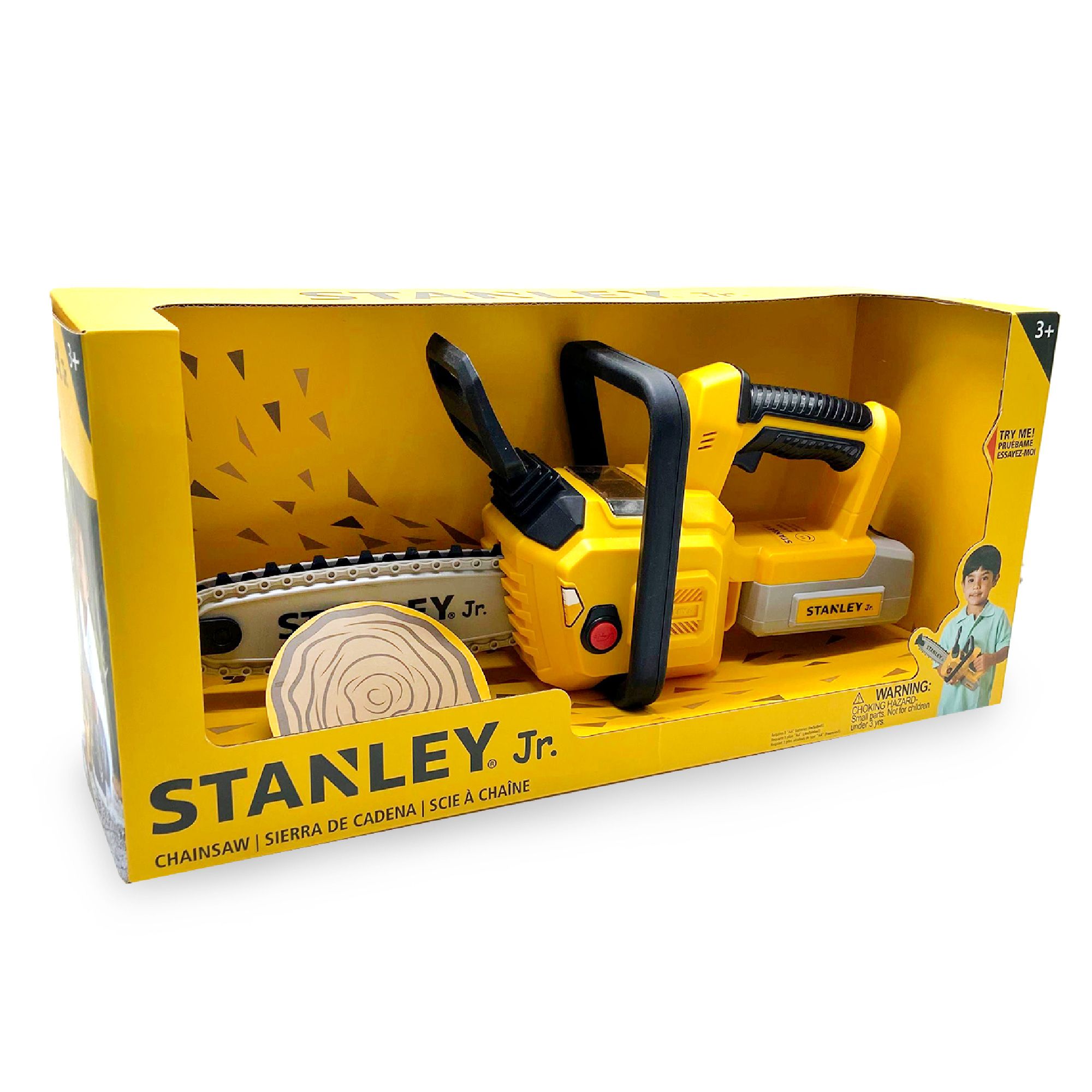 ​Battery Operated Deluxe Chain Saw 
*3 AA Batteries included. Real sound and Motion, Sawdust effect, Realistic rotating chain, Customizable Name Tag, Detachable Battery — Stanley Jr wholesale toy