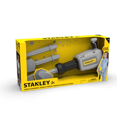 Battery Operated Jackhammer
Changeable bit set (3 piece)
Realistic sound, light and Movement
Easy Grip Handles
Customizable Name Tag — Stanley Jr wholesale toy