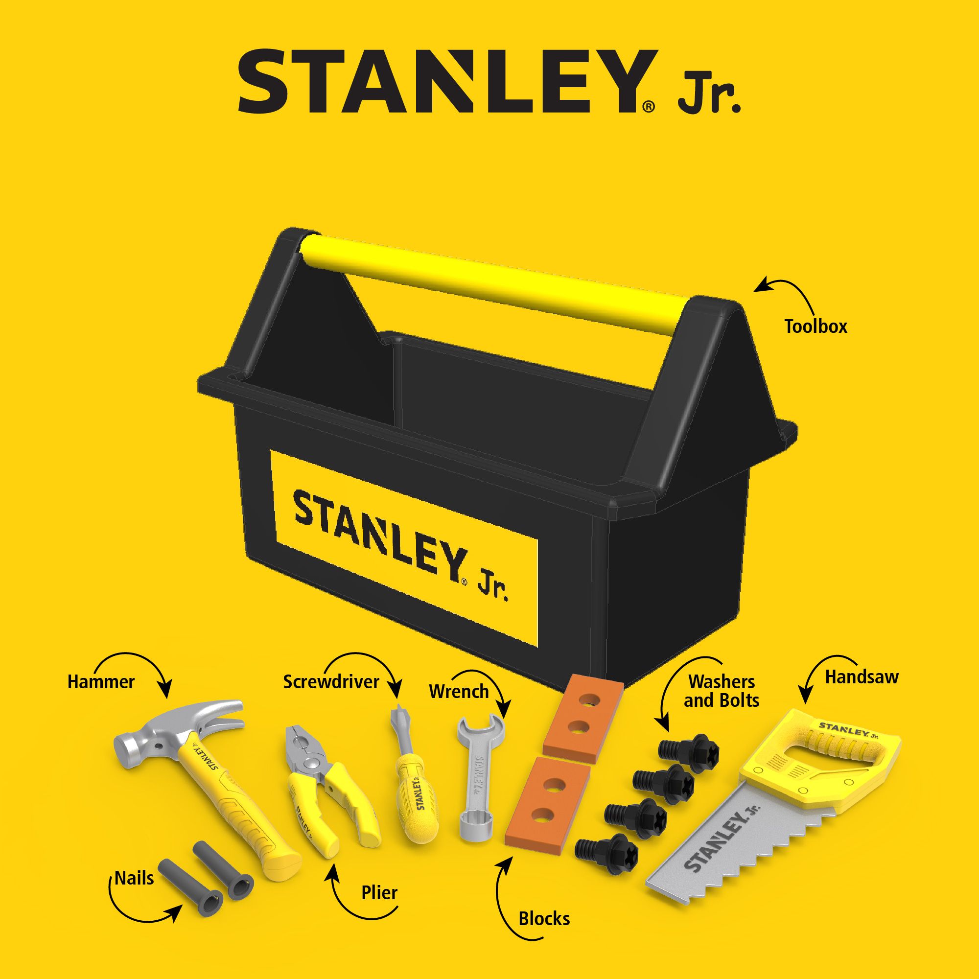 Stanley Jr. Pretend Play Open Toolbox Set 18 Pcs — Stanley Jr wholesale toy